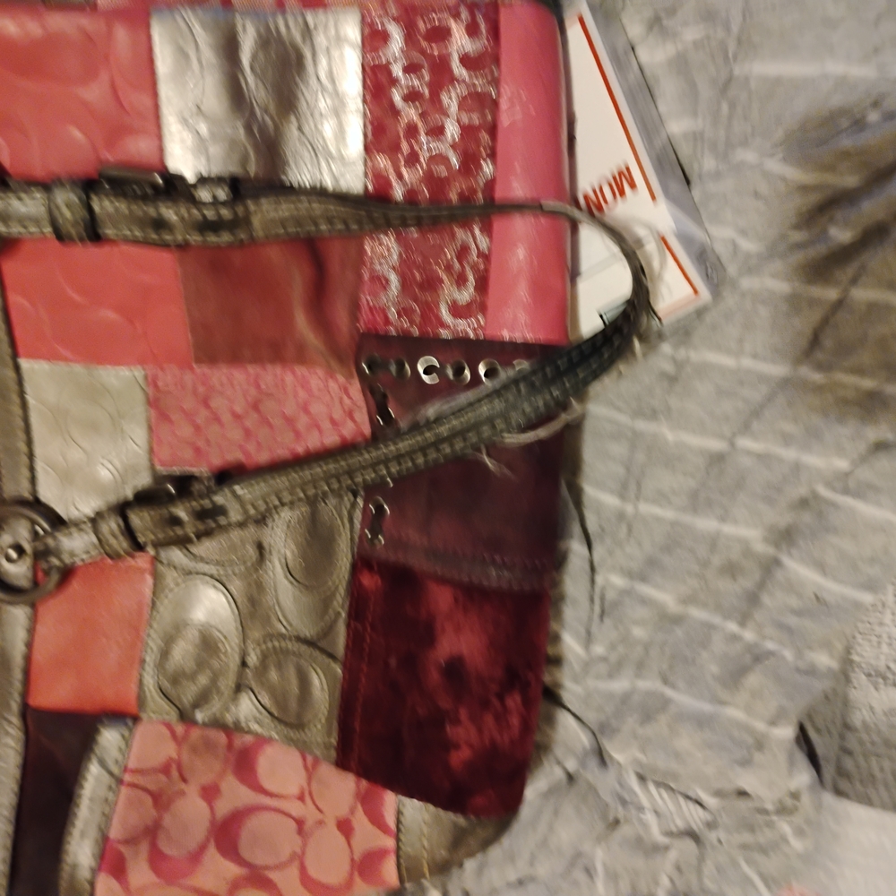 Patchwork Tote Bag in Red and Silver